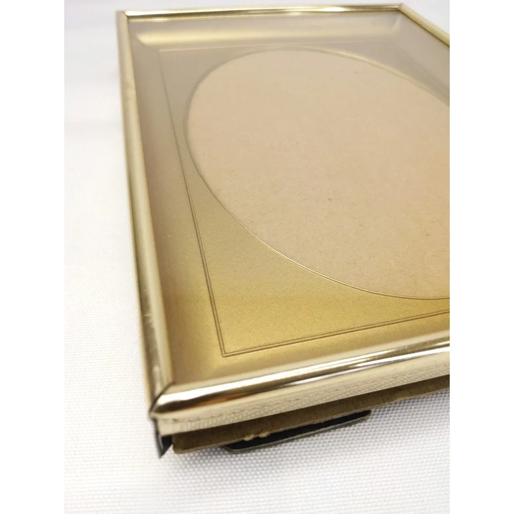 Vintage Picture Frame Gold Tone Metal Oval Mat 5x7 8x6 Rectangular Tabletop Wall